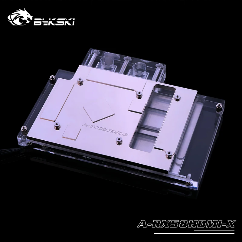 Bykski GPU водный блок для основателей, открытая версия RX580 HDMI Поддержка AURA материнская плата 5v 3pin, 12v 4pin световой порт A-RX58HDMI-X