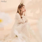 Женское шифоновое платье с вышивкой ARTKA, розовое платье средней длины с квадратным вырезом, длинными рукавами-фонариками и оборками на осень 2021