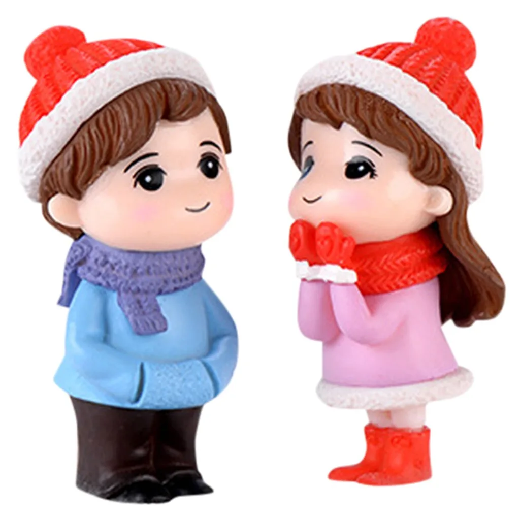 Мини Пара Снеговик статуя из смолы ремесленник сад миниатюрный микро пейзаж