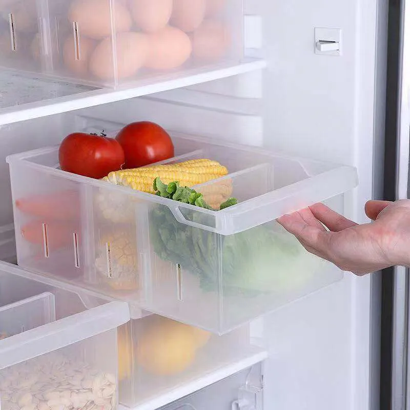 New Household Refrigerator Storage Box Plastic Rectangular Compartment Vegetable Fruit Freezer Kitchen | Дом и сад