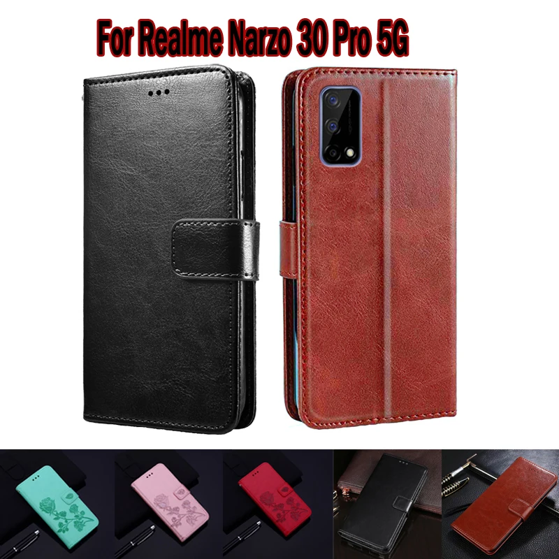 

Case For Realme Narzo 30 Pro 5G RMX2117 Cover Funda Phone Protective Shell Hoesje For Narzo 30 Pro Case Flip Wallet Leather Book