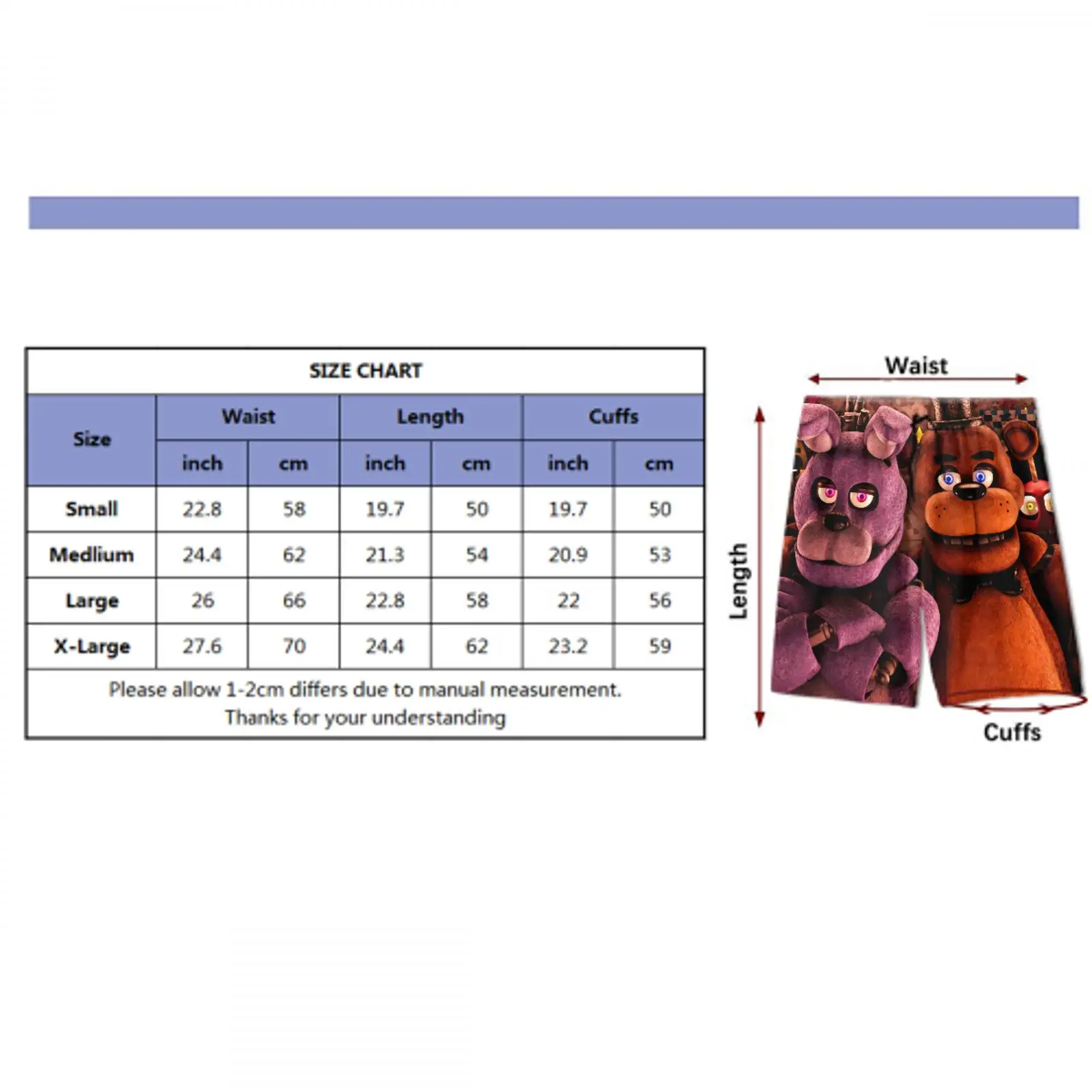 

printer five night at freddy Sports beach shorts hip hop kids loose panties NFAF cosplay kids panties