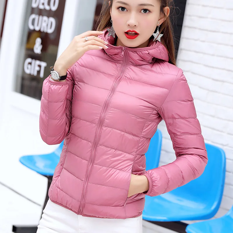 Тонкий пуховик для женщин новинка 2019 стильный короткий облегающий легкий