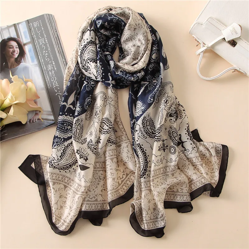 

Accessories Scarves Gifts New Summer Air Conditioning Shawl Scarf Print Silk for Lady's Tourist Taking Photos Dress
