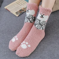 cat funny socks for women cute winter warm animal fluffy socks shaping cozy soft sleeping slipper warmth girl socks