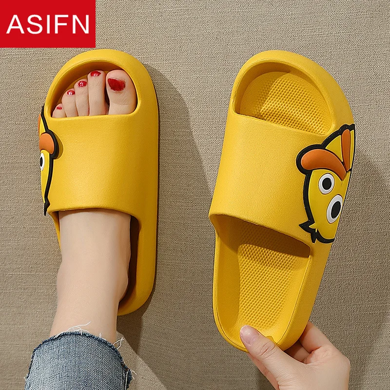

Шлепанцы ASIFN из ЭВА для мужчин и женщин, сланцы для пляжа и душа, толстая подошва, мультяшная утка, сланцы для душа, летняя обувь для дома