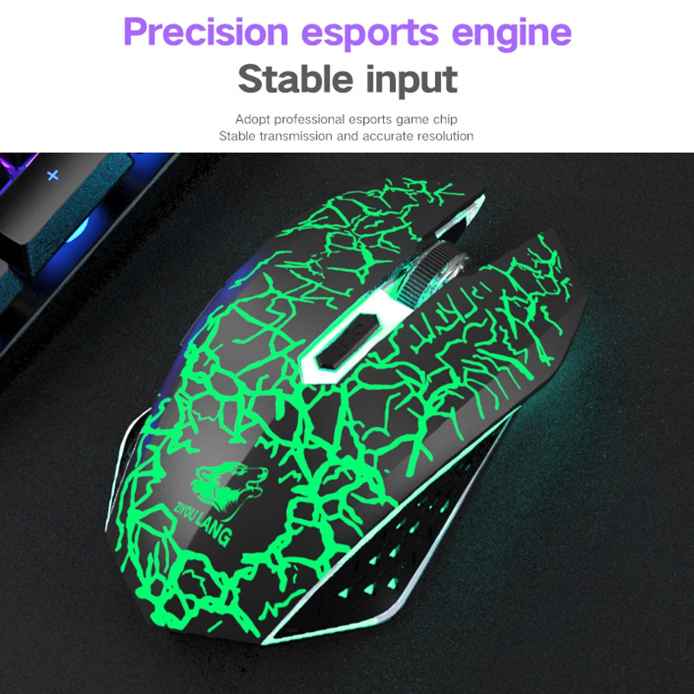 

Touch Colorful Crack LED Illuminated Backlit USB Wired Rainbow Gaming Keyboard Mouse Set