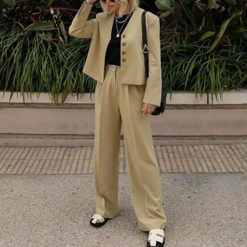 Комплект брюк Msfancy женский модный однобортный короткий Блейзер брюки с высокой