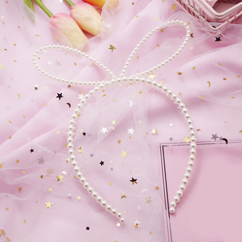 

New Girls Cute Pearl Headband Cat Rabit Ear Headbands Children Sweet Cat Ears Hair Band Birthday Party Kids Hair Accessories Hot