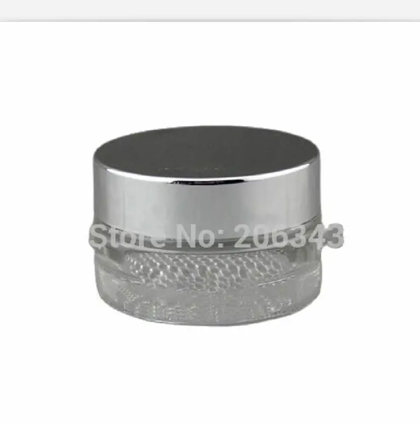 Прозрачная стеклянная баночка для крема с серебряной крышкой 30 г - купить по