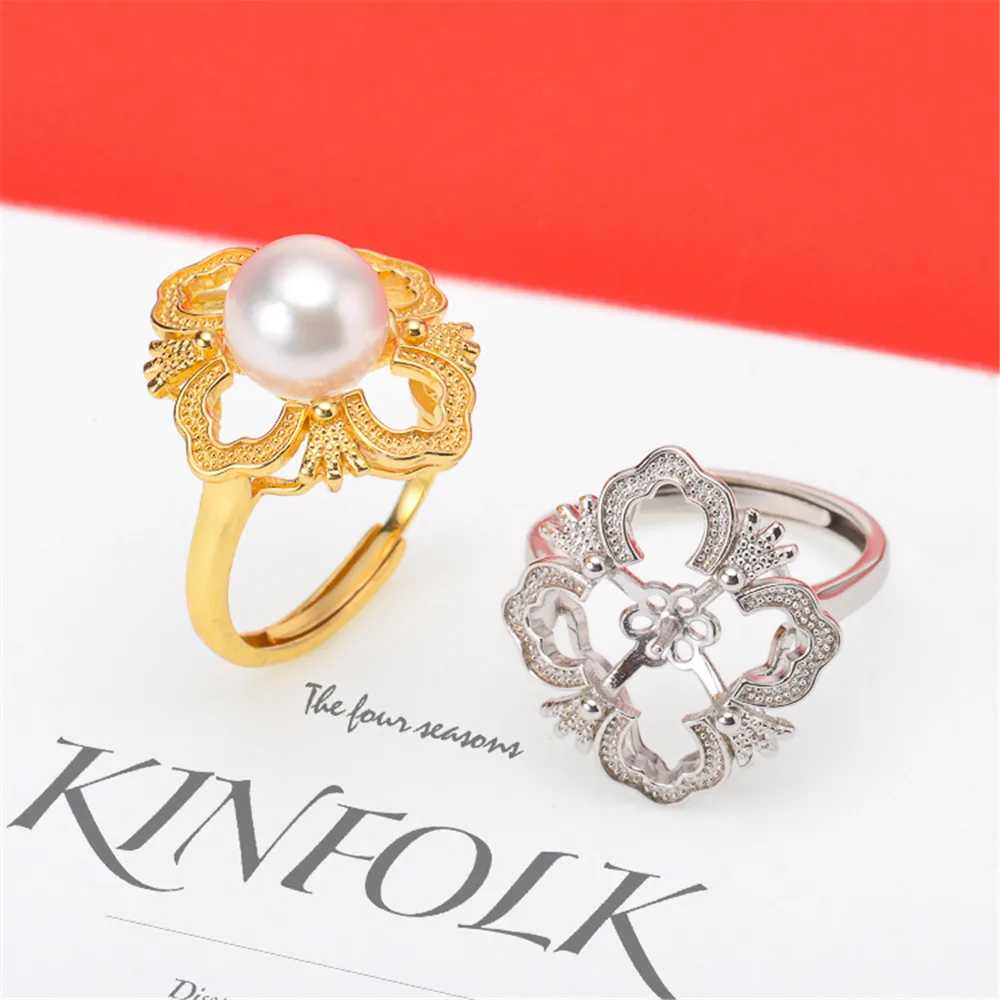 

Classic Rings Resizable Design Rings Base 925 Silver Pearl Rings Settings Women DIY Pearl Rings Accessory No Pearl