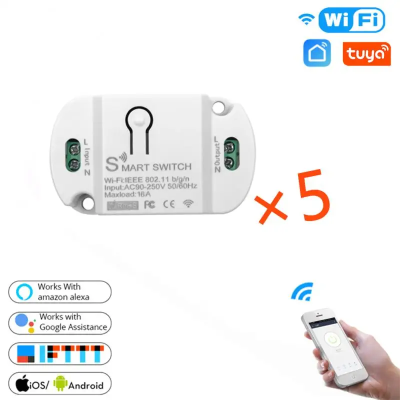 

Модуль Wi-Fi Tuya Mini 16 А с двухсторонним управлением через приложение Smart Life, таймер, умный дом, прерыватель для работы с Alexa, Google Home
