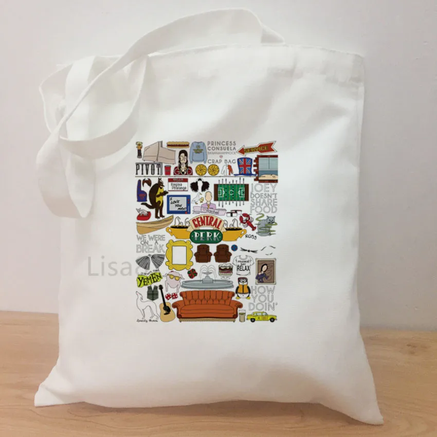 Casual shoulder large capacity simple shopping bag Friends TV Fans girls hand bag women simple package bag Tote Bag - Цвет: C5