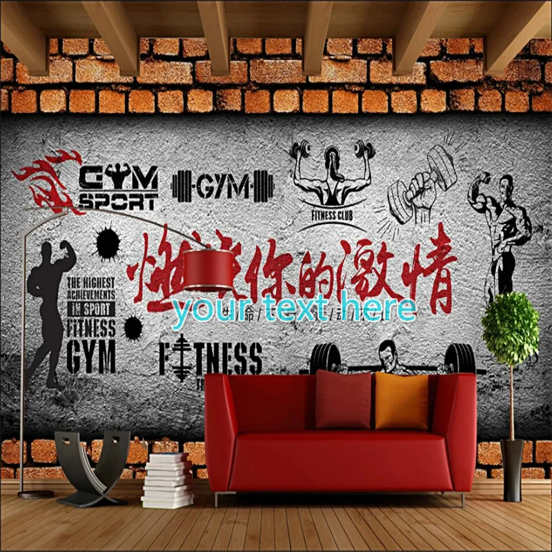 

Ретро ностальгическая кирпичная стена спорт фитнес клуб промышленный Декор серый фон Стена роспись стена бумажная 3D пользовательская стен...