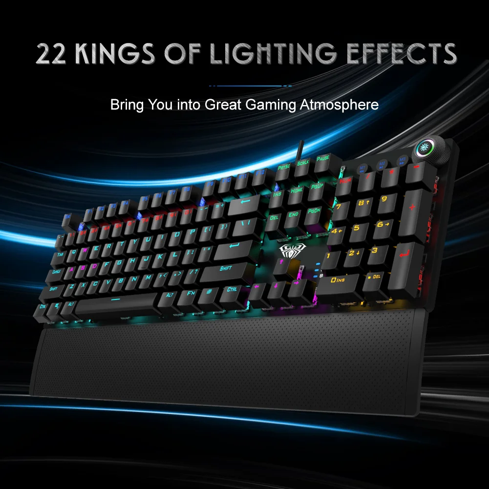 

Mechanical Gaming Keyboard Anti-ghosting 104 Brown Switch Blue Wired Mix Backlit Keyboard for Gamer Laptop PC
