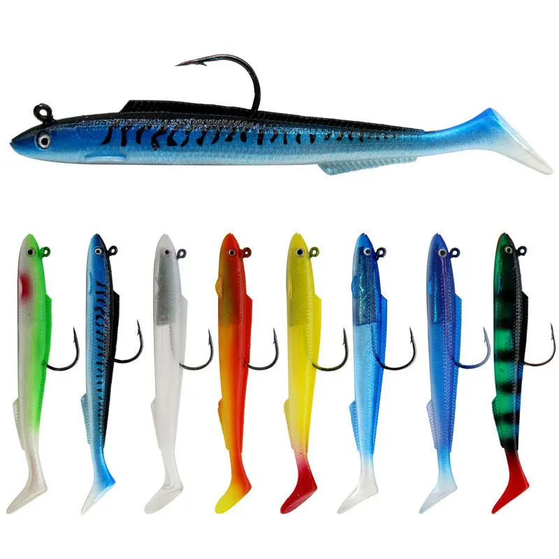 

1pcs T Tail soft Lure 15cm30g Lifelike Silicone bait flipper 3D Eyes Bass Artificial Swimbaits