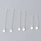 Цепочки-удлинители из стерлингового серебра 925 пробы для украшения браслетов, цепочек сделай сам, длинные хвостовые цепи, 2 шт., 30 мм, 40 мм, 50 мм, аксессуары для ювелирных изделий