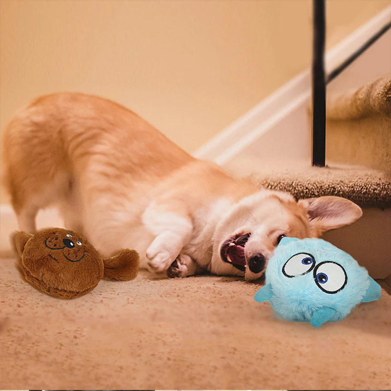 

New popular pet products dog voice vibration electric toy ball dog scratch bounce plush toy ball play to relieve boredom