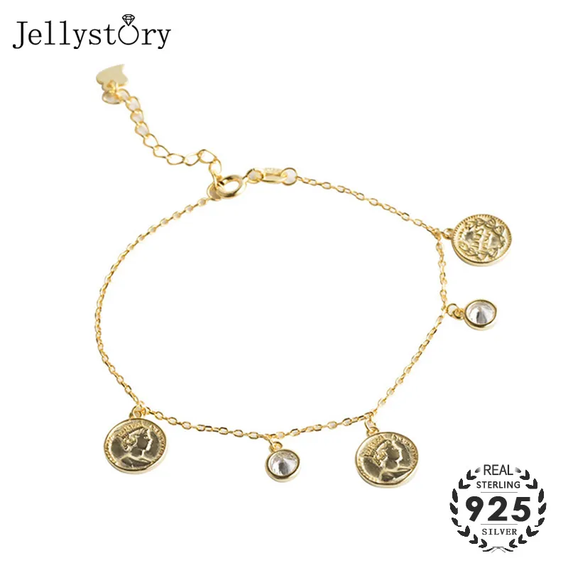 Jellystory 925 серебро женский браслет с геометрическим рисунком Форма цепи браслеты