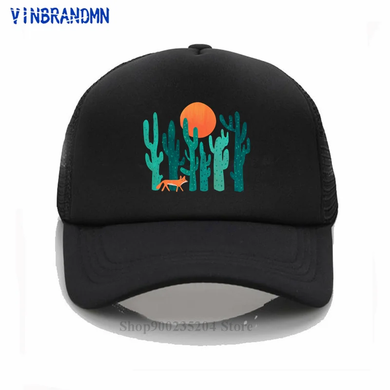 

Бейсболка с лисой в кактусе, модная брендовая летняя кепка с козырьком, крутая сетчатая шляпа, лето 2021