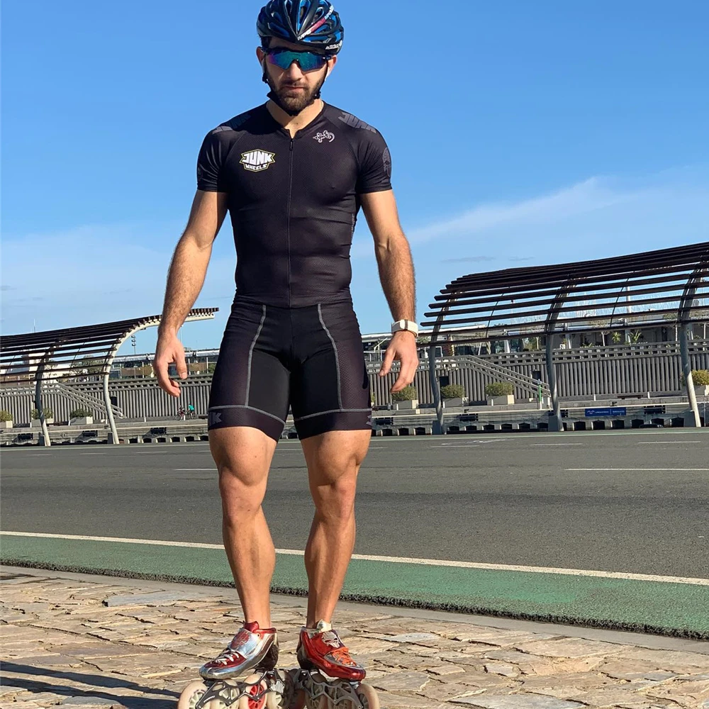 

Junk Skates Triathlon Skinsuit Mens Speed Inline Roller Skate Skinsuit Fast Skating Ciclismo Cycle Bike Clothing Roller Jumpsuit