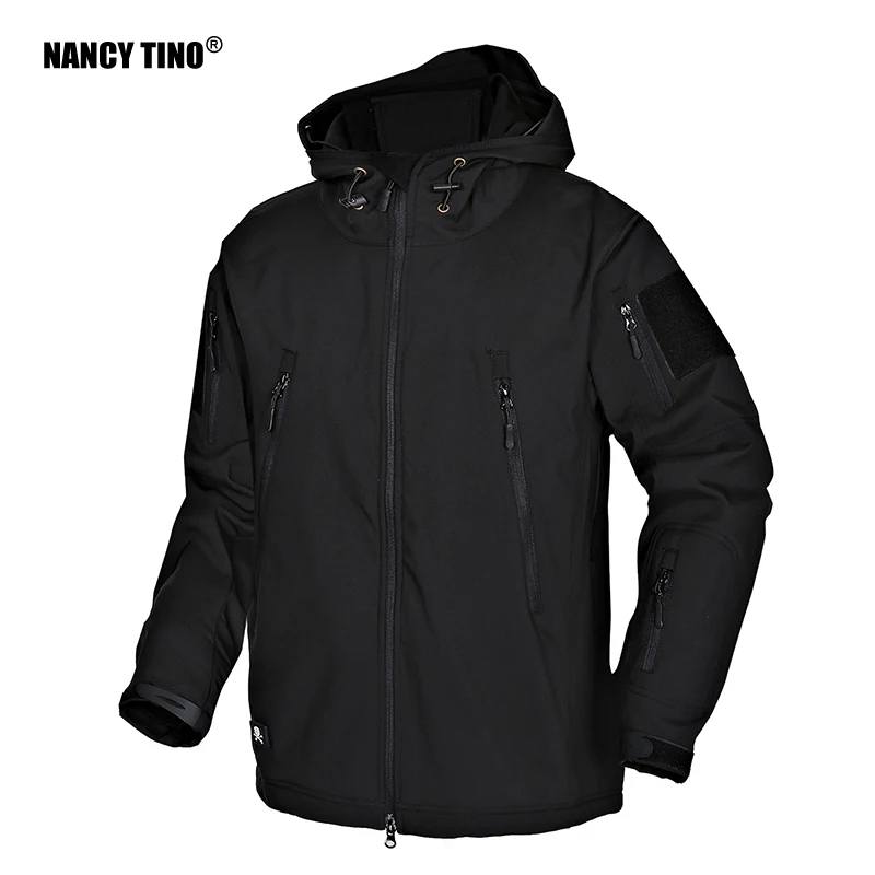 

NANCY TINO Men Soft Shell Jacket Unisex Military Hooded Coat Waterproof Windproof Army Fleece Clothing Camo Colors Tactical New
