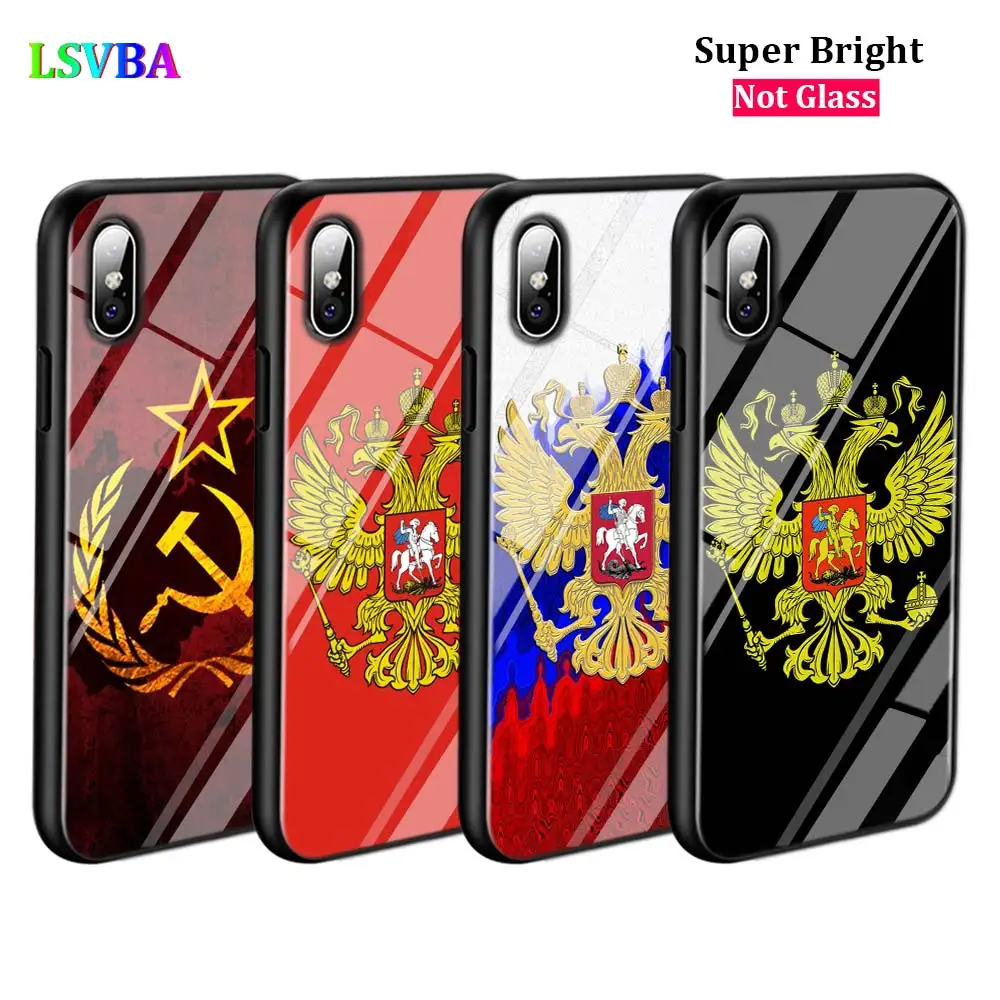 Черный чехол с национальным флагом России для iPhone 11 11Pro X XR XS Max для iPhone 8 7 6 6S Plus 5S 5 SE глянцевый чехол для телефона