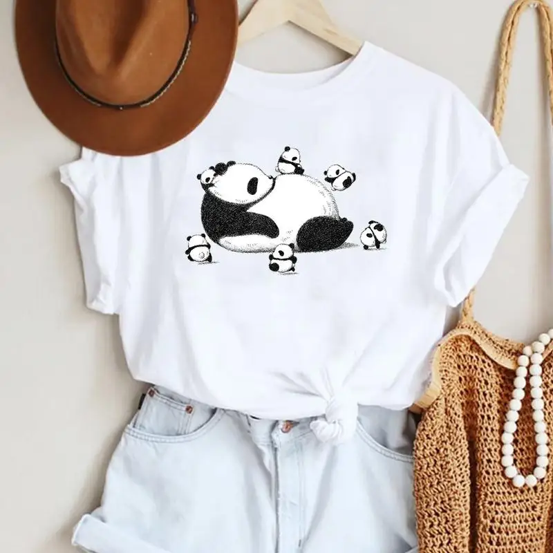 

Женская футболка в стиле 90-х с принтом панды, повседневный топ с коротким рукавом, модная летняя футболка с графическим принтом, новинка, 2022