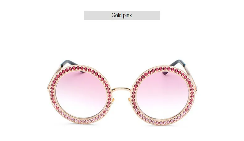 Винтажные женские солнцезащитные очки gafas, роскошные брендовые инкрустированные кирпичные солнцезащитные очки oculos de sol mujer, большие круглые солнцезащитные очки - Цвет линз: gold pink