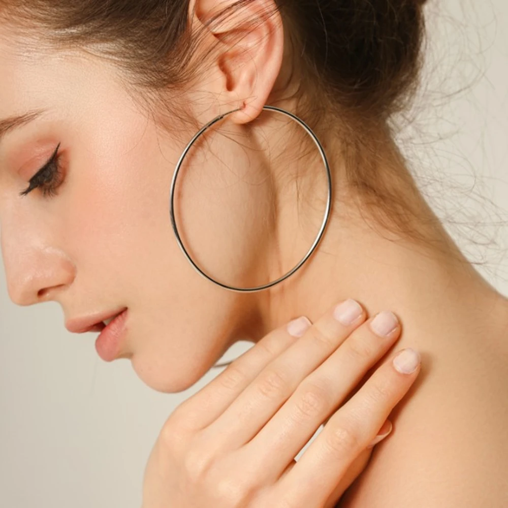 

Simple Big Round hoop earrings for women stainless steel brincos para as mulheres jewelry moda feminina accessories wholesale