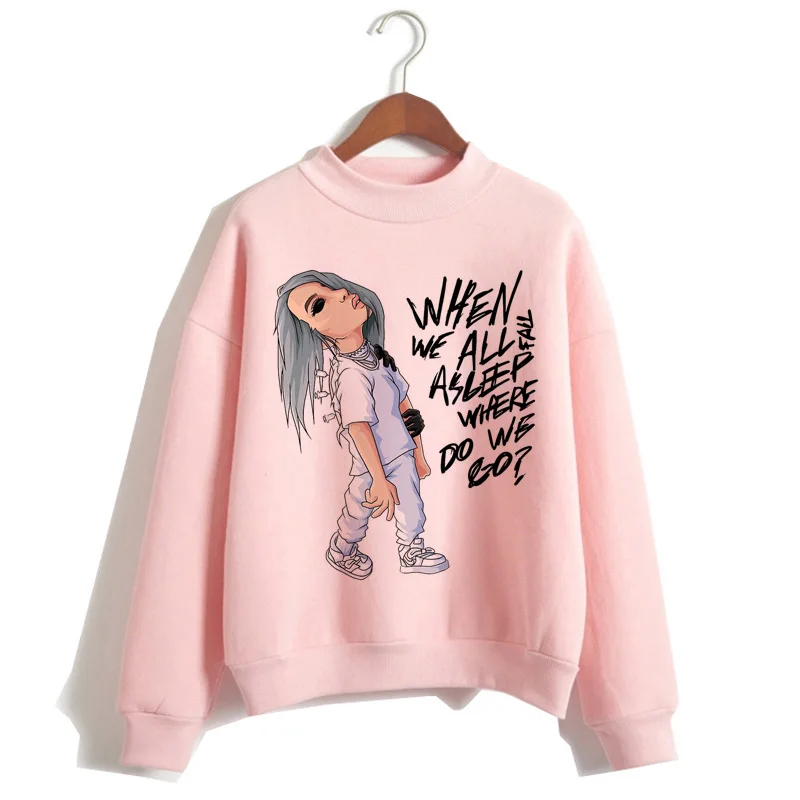 P1848R-pink Billie Eilish негабаритных худи для женщин Harajuku корейский хип хоп стиль Kawaii 90s Толстовка Женский капюшон Черная пятница Рождество - Цвет: P1848R-pink