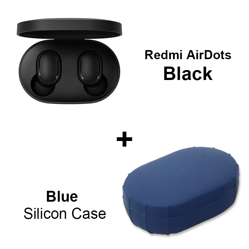 Add Blue Case Xiaomi Redmi Airdots TWS Bluetooth наушники стерео басы BT 5,0 Eeadphones с микрофоном Handsfree Наушники управление AI - Цвет: Add Blue Case