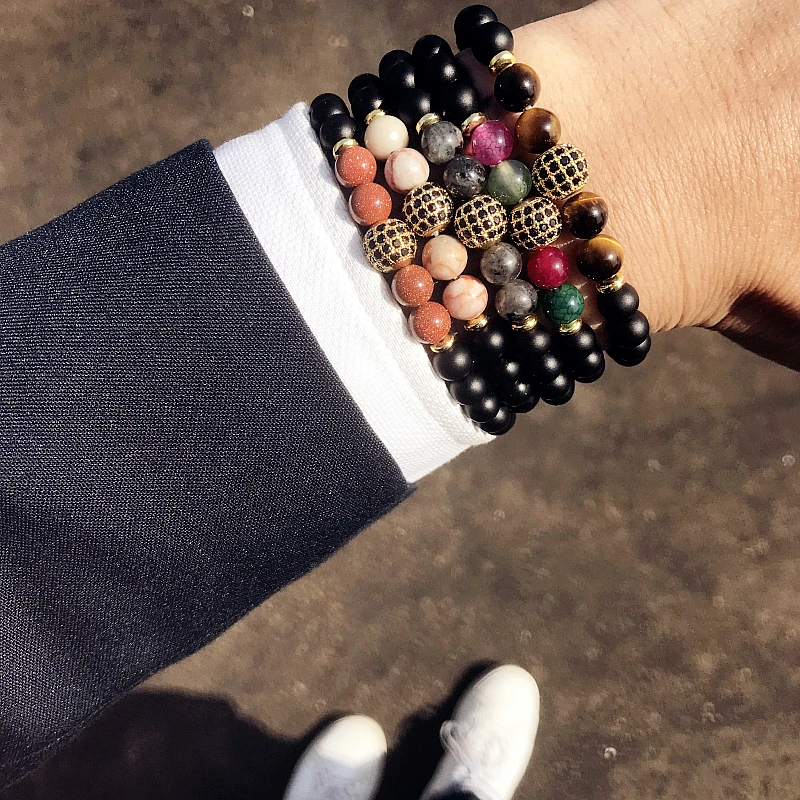 Матовые бусины браслеты мужские аксессуары Cz натуральный камень очаровательный