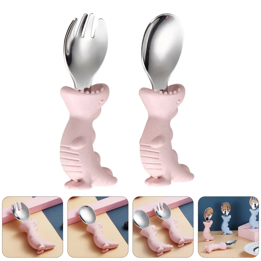 

2pcs Baby Fork Spoon Kids Learning Tableware Toddler Training Spoon Fork