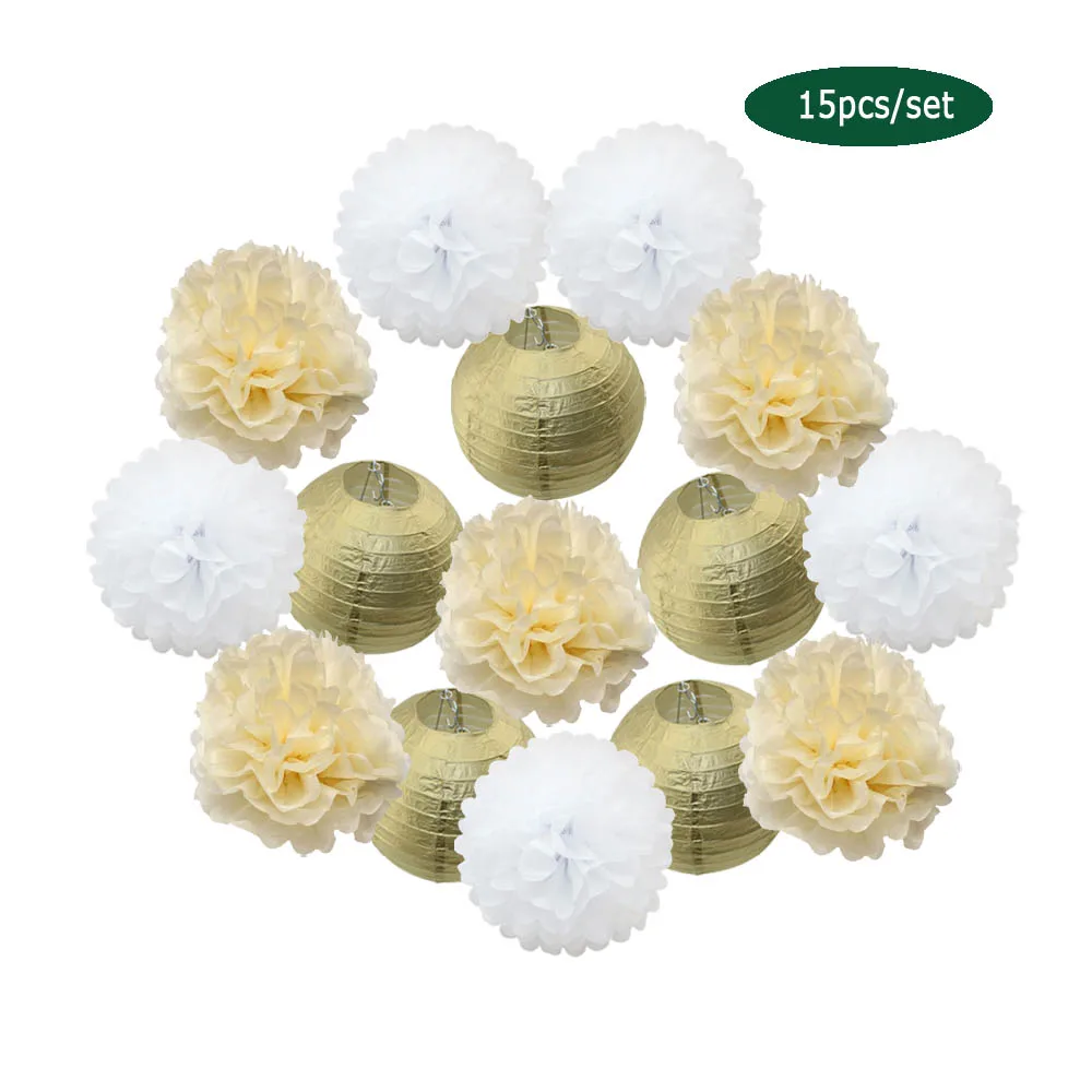 Праздничные украшения на день рождения круглые золотистые бумажные фонарики