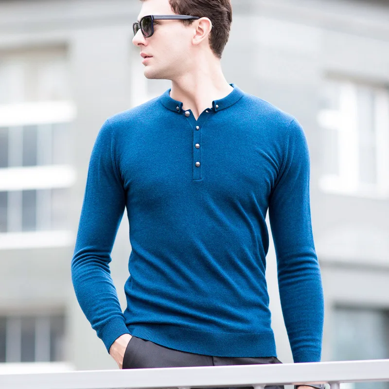 Мужской вязаный свитер на пуговицах Повседневный шерстяной с лацканами Размеры