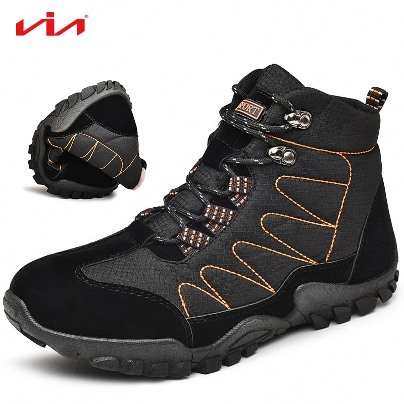 2021 New Winter Men's Snow Boots Sports Cotton Shoes Outdoor Warm Leather and Bare Foot Boots Mountaineering Safety Work Boots