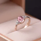 14K покрытое розовым плотной золотые кольца для женщин, Рождественский красный розовый ювелирные украшения для Роскошные Обручальные Кольца Юбилей кольца подарок для женщин