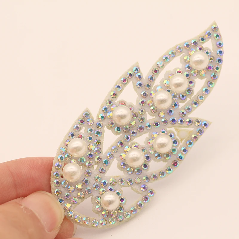 Нашивка Стразы в форме листа с жемчугом Клей На аппликация для украшения