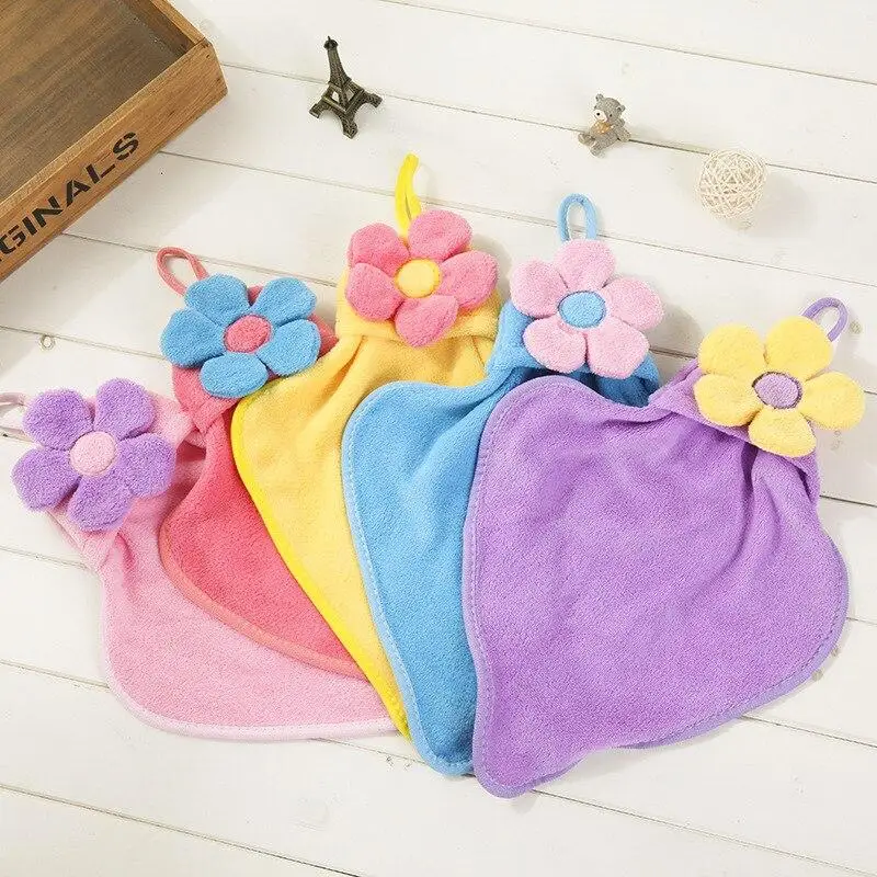 

30*39CM Sunflower Coral Fleece Absorbent Towel for Home Hanging Cleaning Cloth Cleaner Kitchen Absorbent Dishcloth Accessories