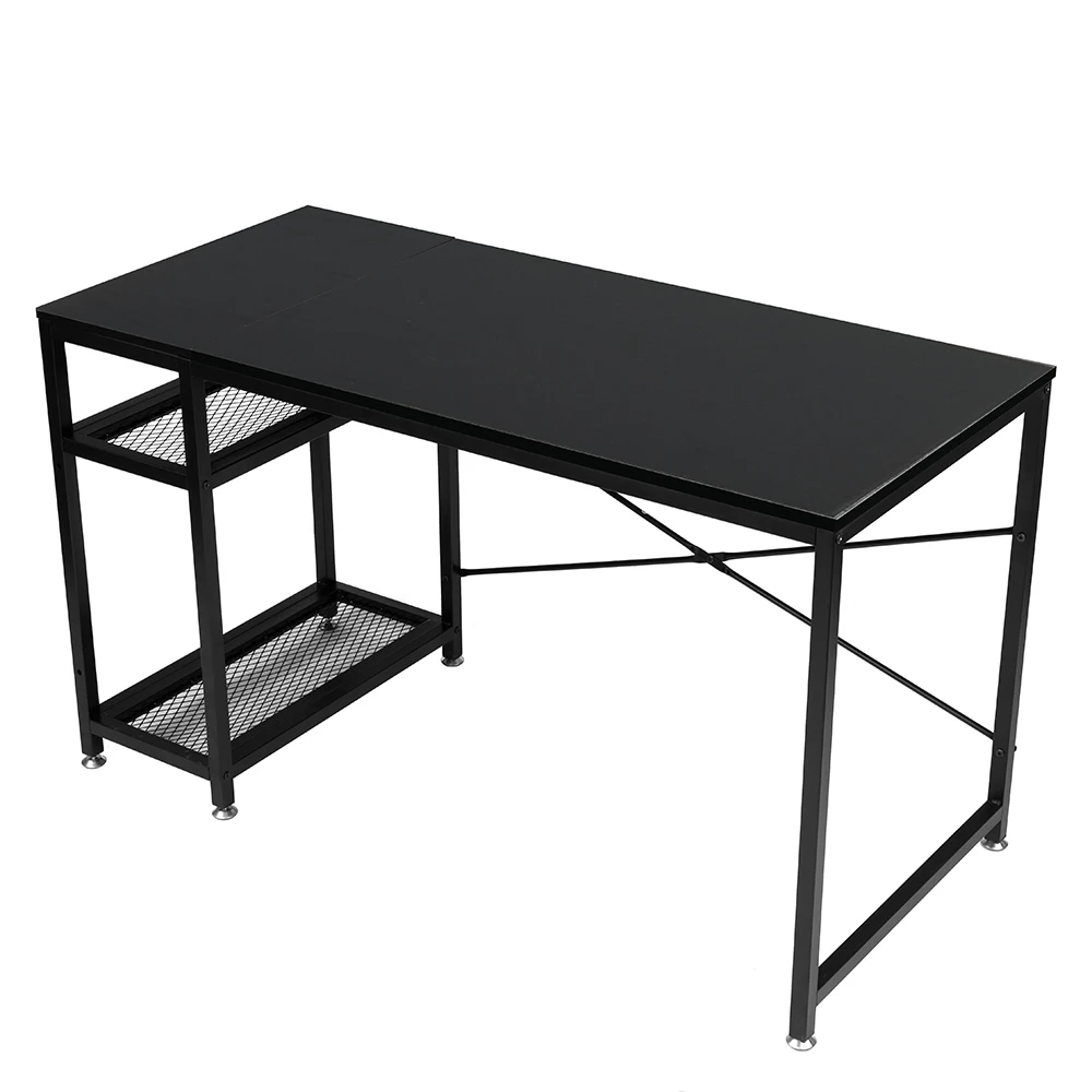 

Black Computer Desk Modern Office Study Work Notebook Laptop Table PC Desktop 2 Layer Storage Rack Book File Writing Living Room