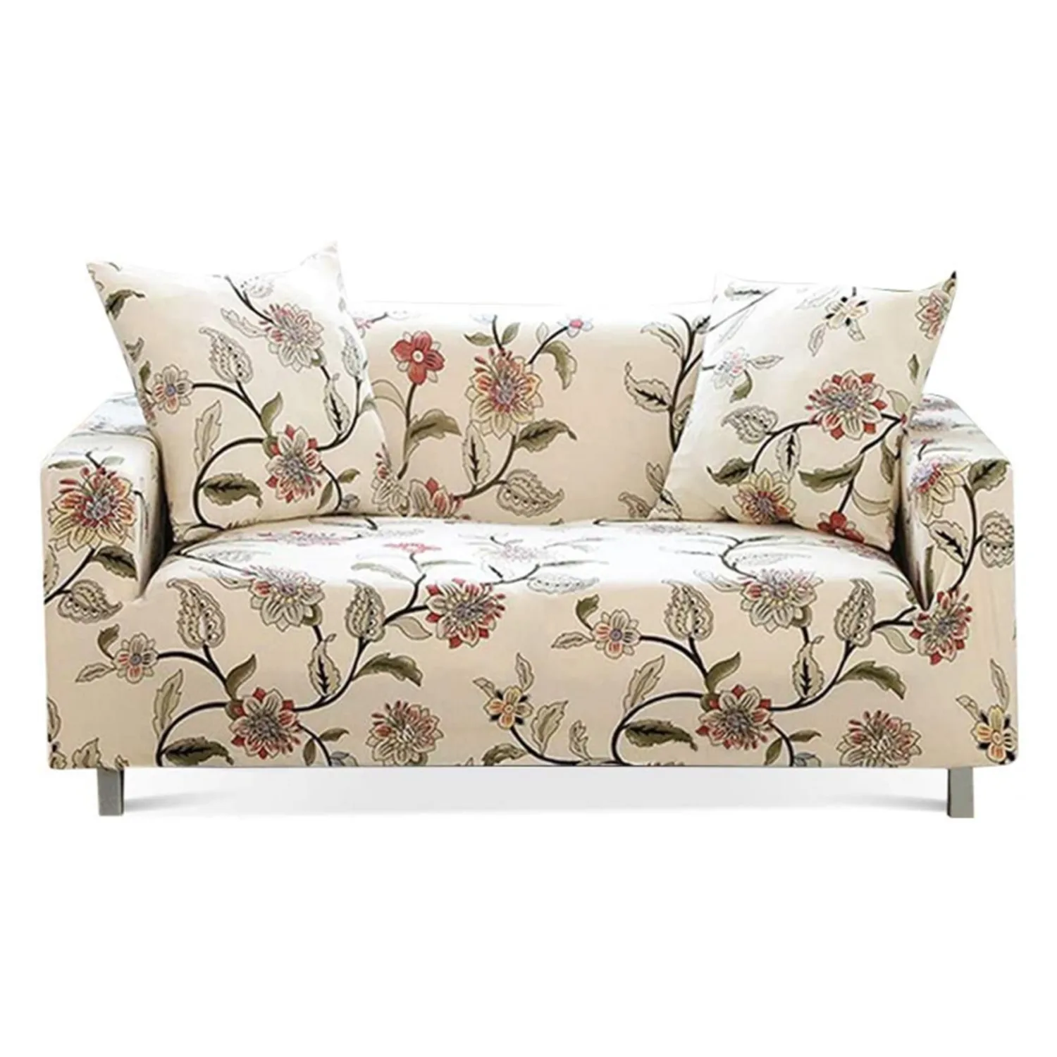 

Printed Sofa Cover Stretch Sofa Slipcovers for 3 Cushion Couch with Two Pillow Cases New Blooming Flower for Living Room
