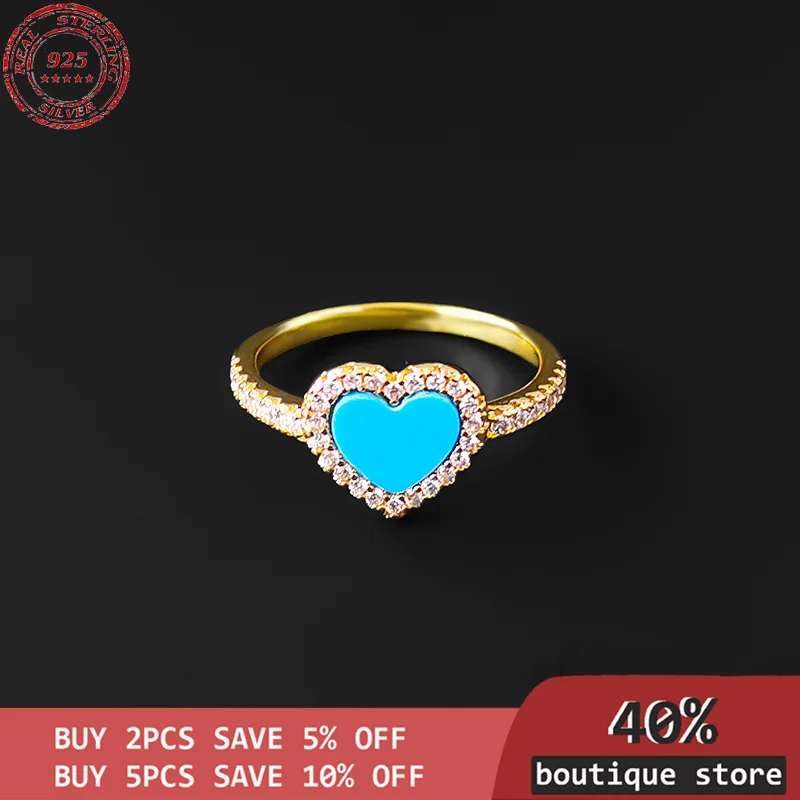 

Women's Ring Sterling Silver Blue S925, jewelry brand, simple temperament, summer, love modeling