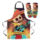 Мексиканский фартук в виде черепа для кухни, Аксессуары для выпечки, аксессуары для мужчин и женщин, инструменты для уборки дома