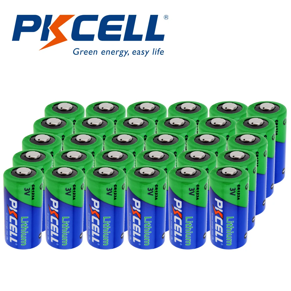 Литий ионный аккумулятор Pkcell CR123A 3 в 30 шт. идентичный CR123 123A CR17345 KL23a VL123A DL123A 5018LC EL123AP