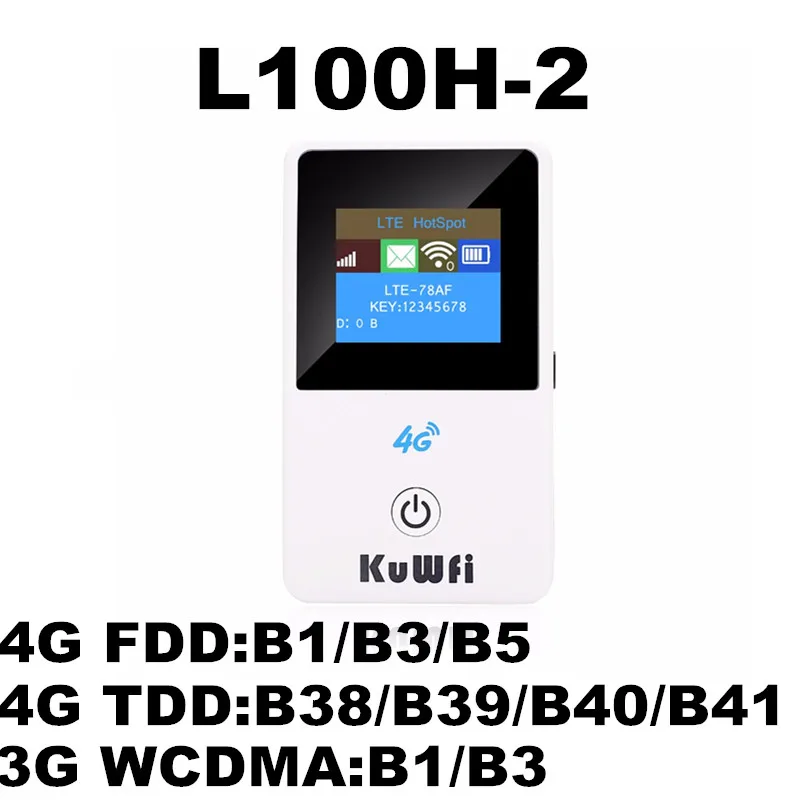 L100H-2 KuWFi 4G беспроводной маршрутизатор разблокированный 3g/4G FDD/TDD Wifi роутер 4G мобильный Wifi Hotsport переносной Автомобильный Wifi роутер с слотом для sim-карты - Цвет: L100H-2