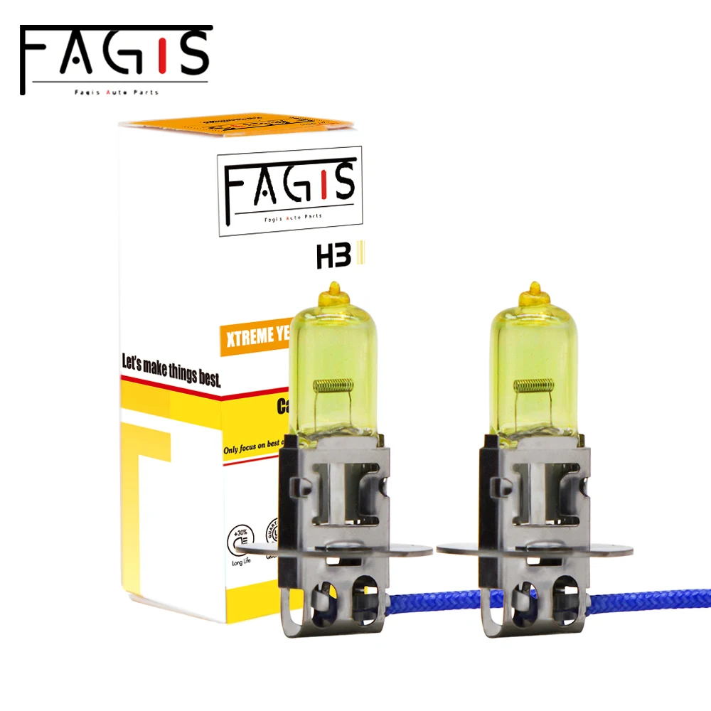 

Фары Fagis 2Ppcs H3 12 В 55 Вт, Желтые Фары 3350K, Автомобильные противотуманные фары, галогенные лампы