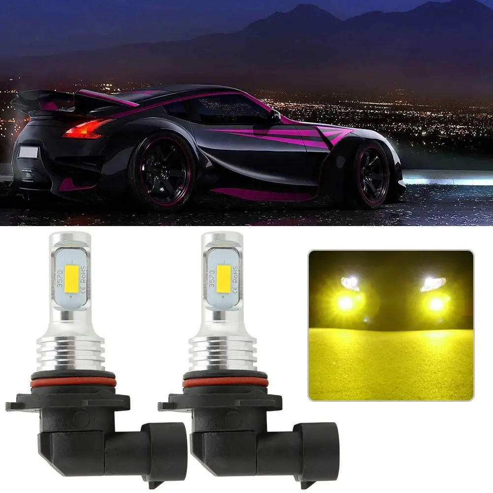 

1 Pair Highlight Decoding Lamp Car LED Fog Lamp Motorcycle Lamp H10 80W 3570 2SMD 3000K Yellow Light Brake Signal Lights