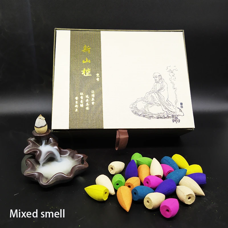 Тибетские конусы для благовоний в подарочной коробке с зажигательной горелкой +