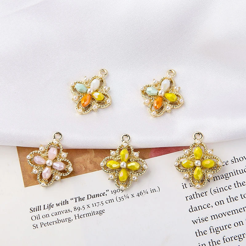 6 шт. серьги в стиле барокко с жемчугом кристаллами маленький цветок винтажные
